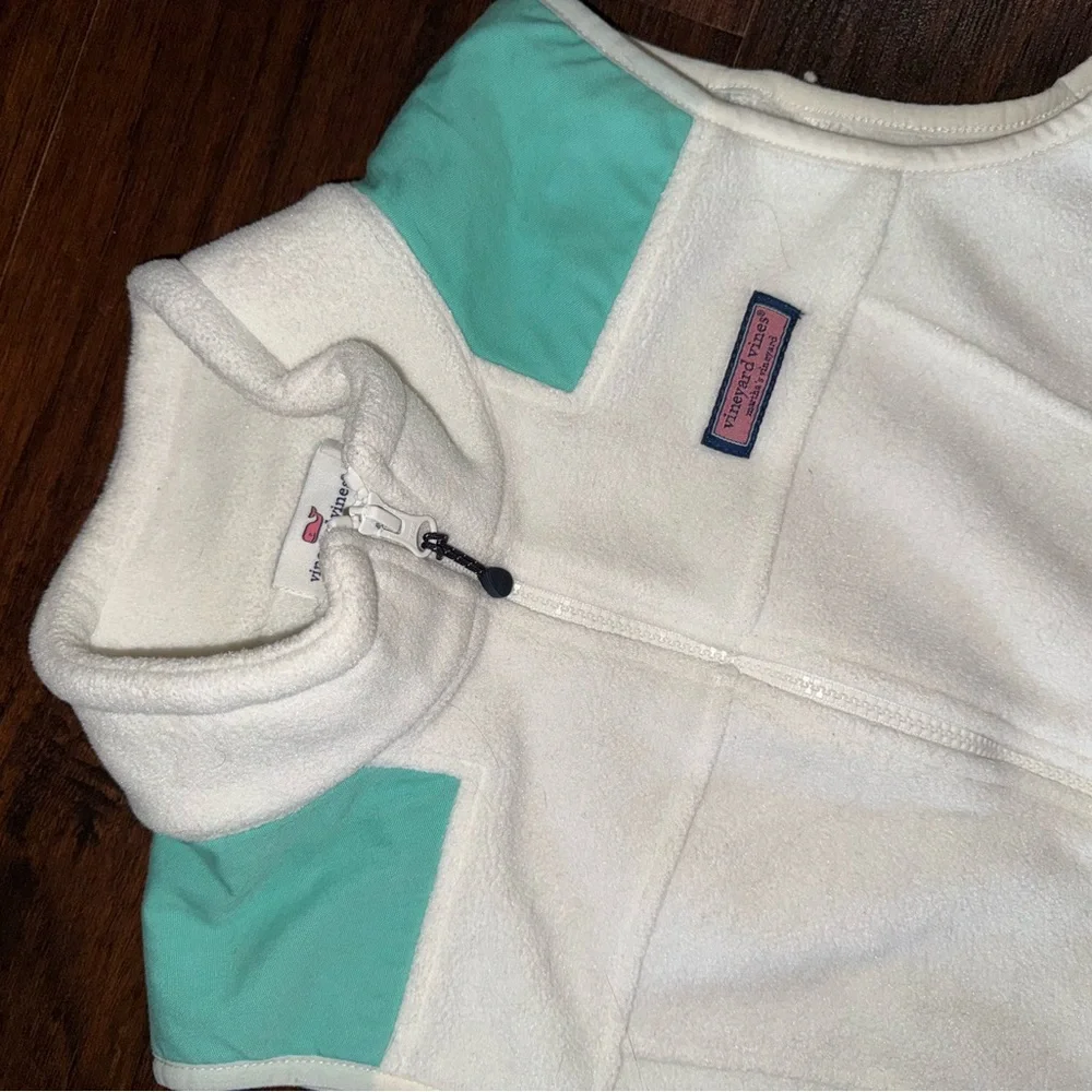 Vineyard Vines White Blue Fleece Shep Vest Women’s size Small S